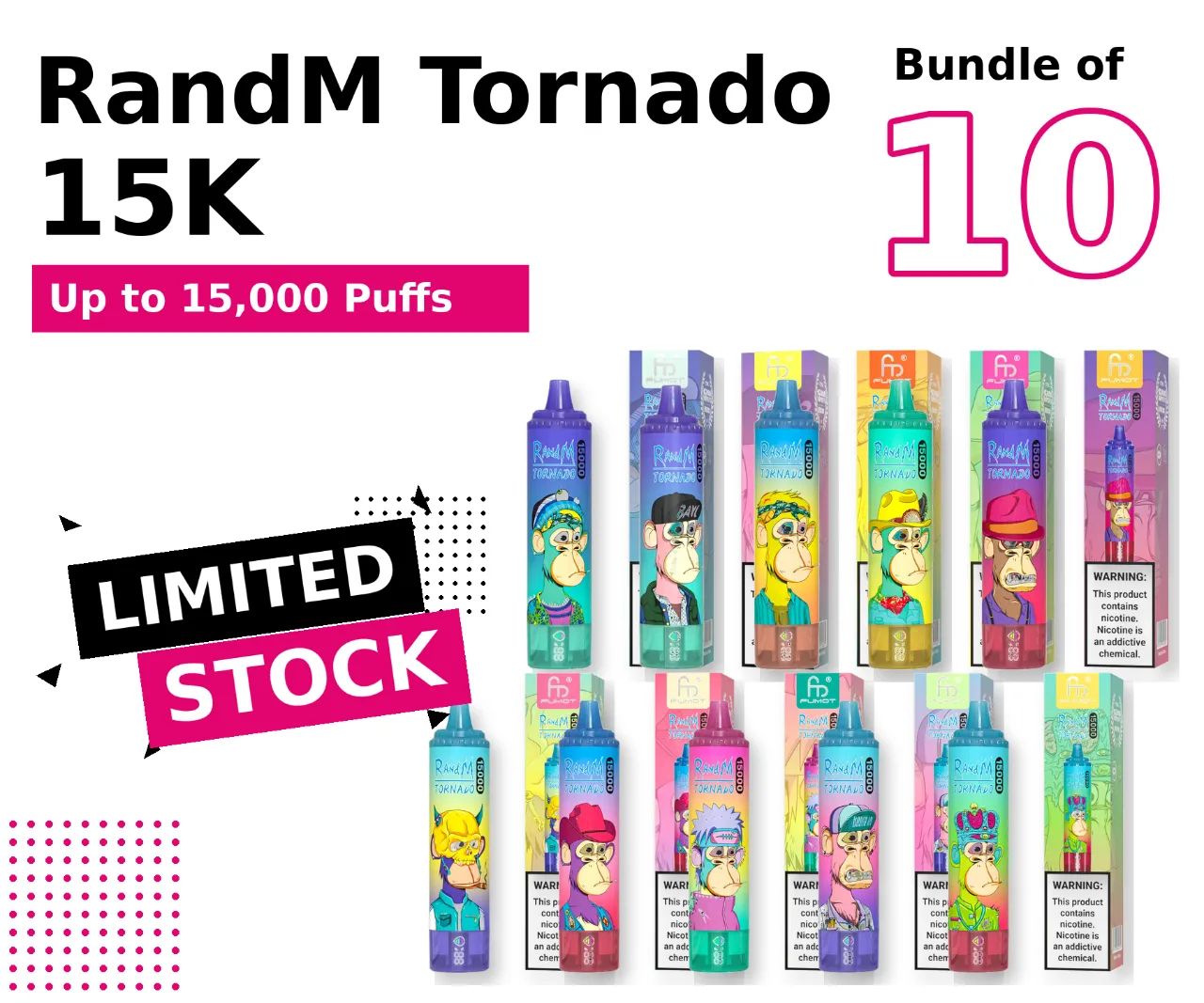 RandM Tornado 15k Box of 10 Clearance Flavours