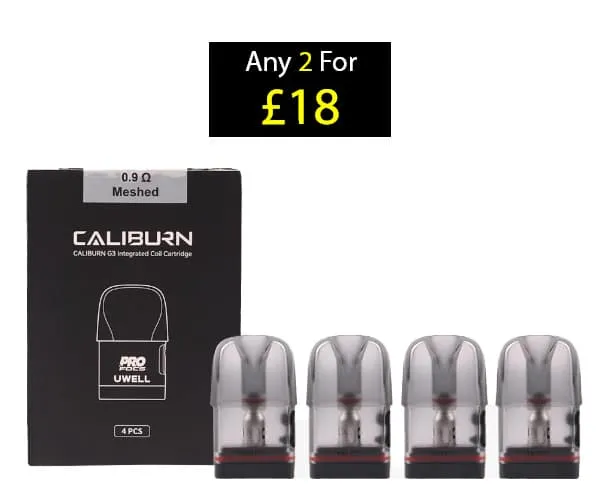 Uwell Caliburn G3 Replacement Pod 4 Pack, 0.9Ω Meshed, with Any 2 For £18 promotion
