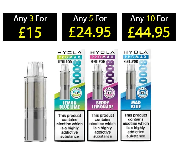 Hyola Pro Max 8000 Refill Pods, 3 flavours with multibuy pricing